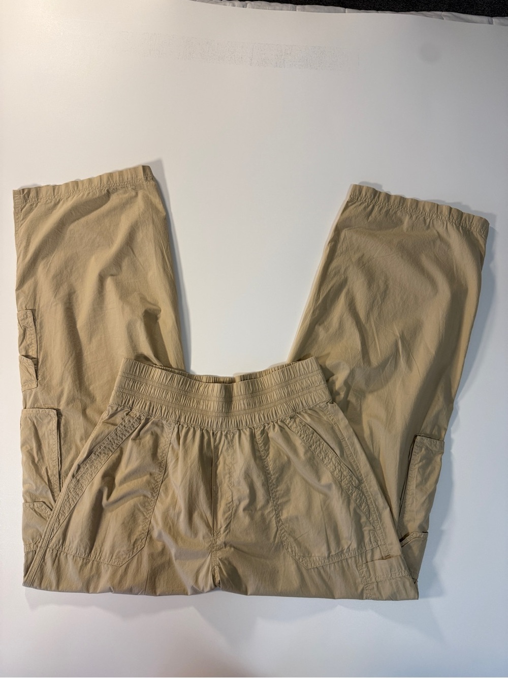 Aerie Khaki Cargo Parachute Pants Women's Medium Wide Leg Utility Pockets